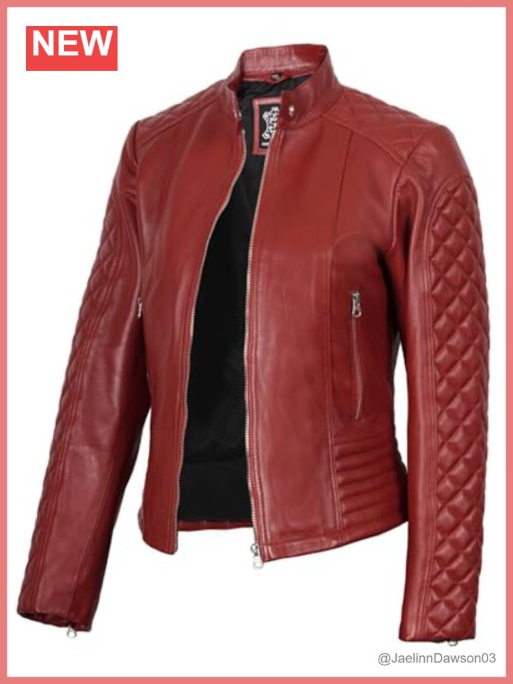 Real Lambskin Leather Jacket Women Quilted Zip Quilted Long Sleeve